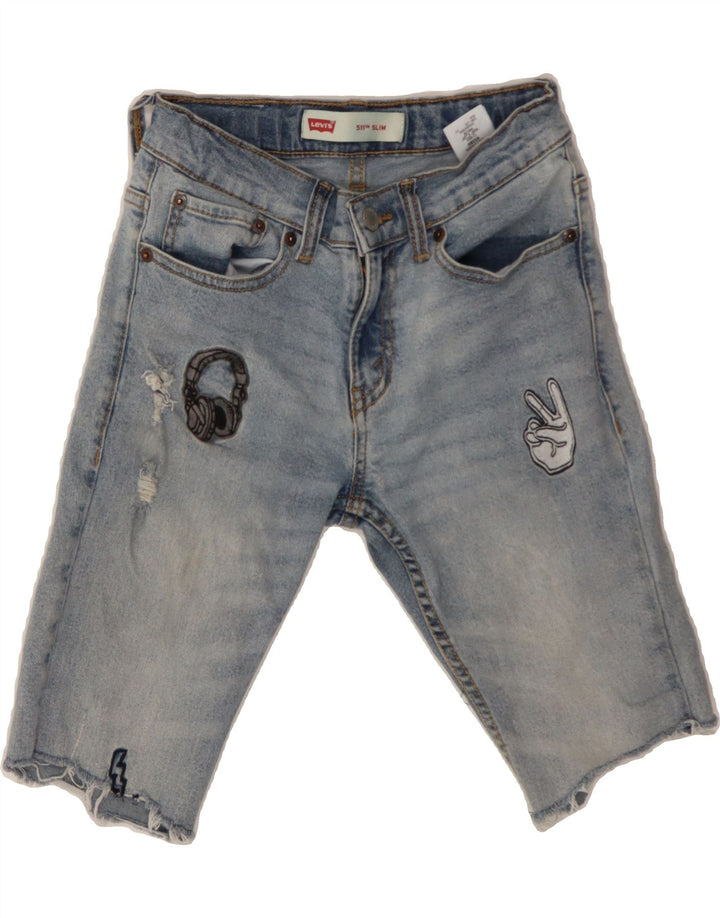 LEVI'S Boys 511 Graphic Denim Shorts 11-12 Years W26 Blue Cotton Vintage Levi's and Second-Hand Levi's from Messina Hembry 