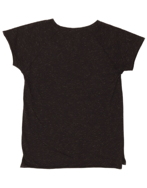 HARD ROCK CAFE Dame Panama Graphic T-Shirt Top UK 12 Medium Sort