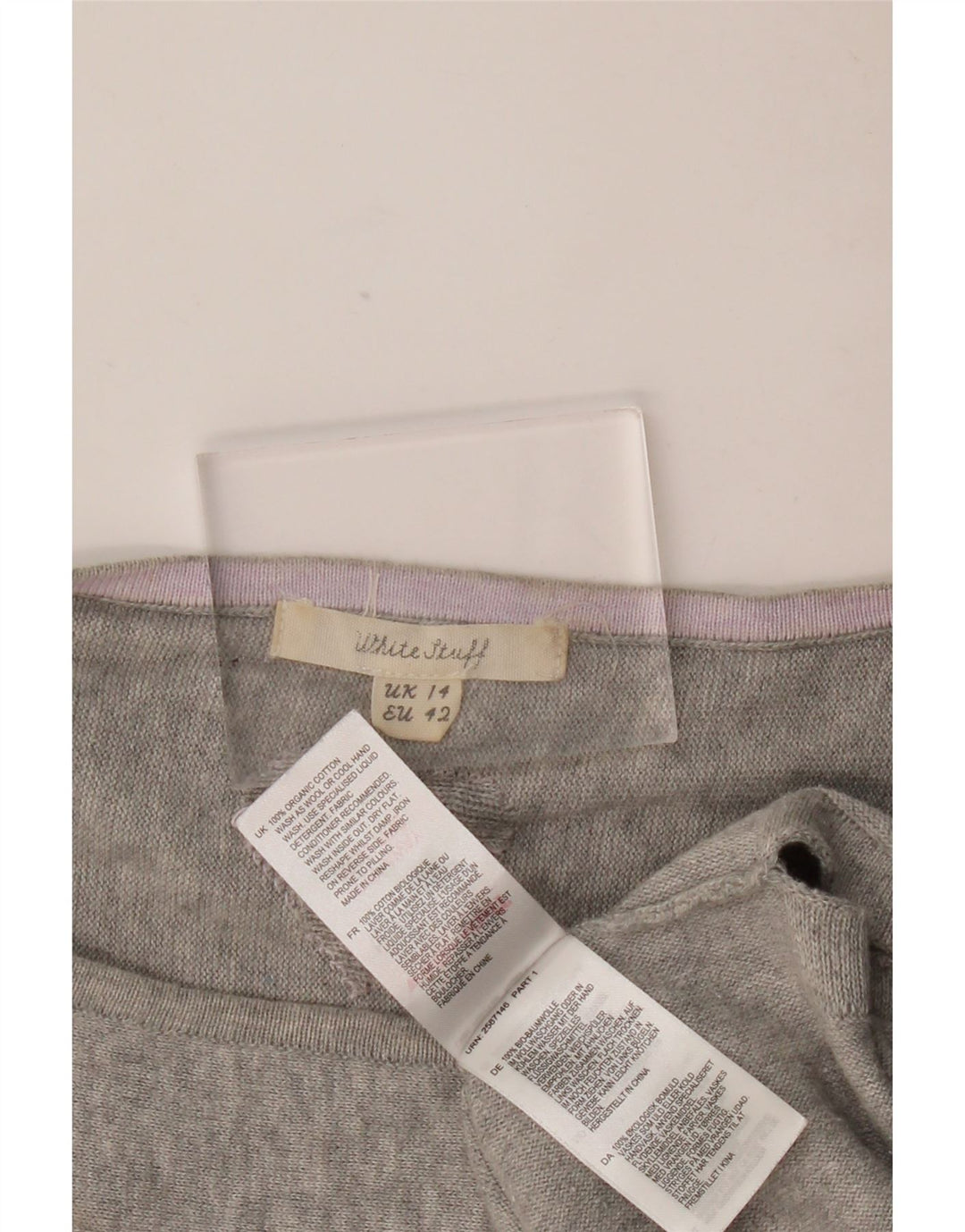 WHITE STUFF Dame Boat Neck Jumper Sweater UK 14 Large Grey Cotton Heart