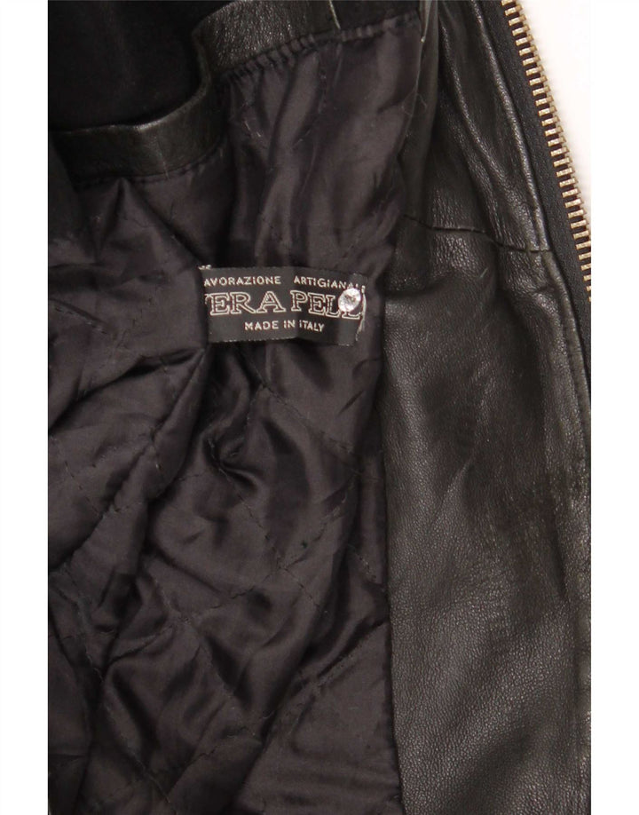 Aria Herre Hooded Læder Bomber Jacket IT 50 Large Black
