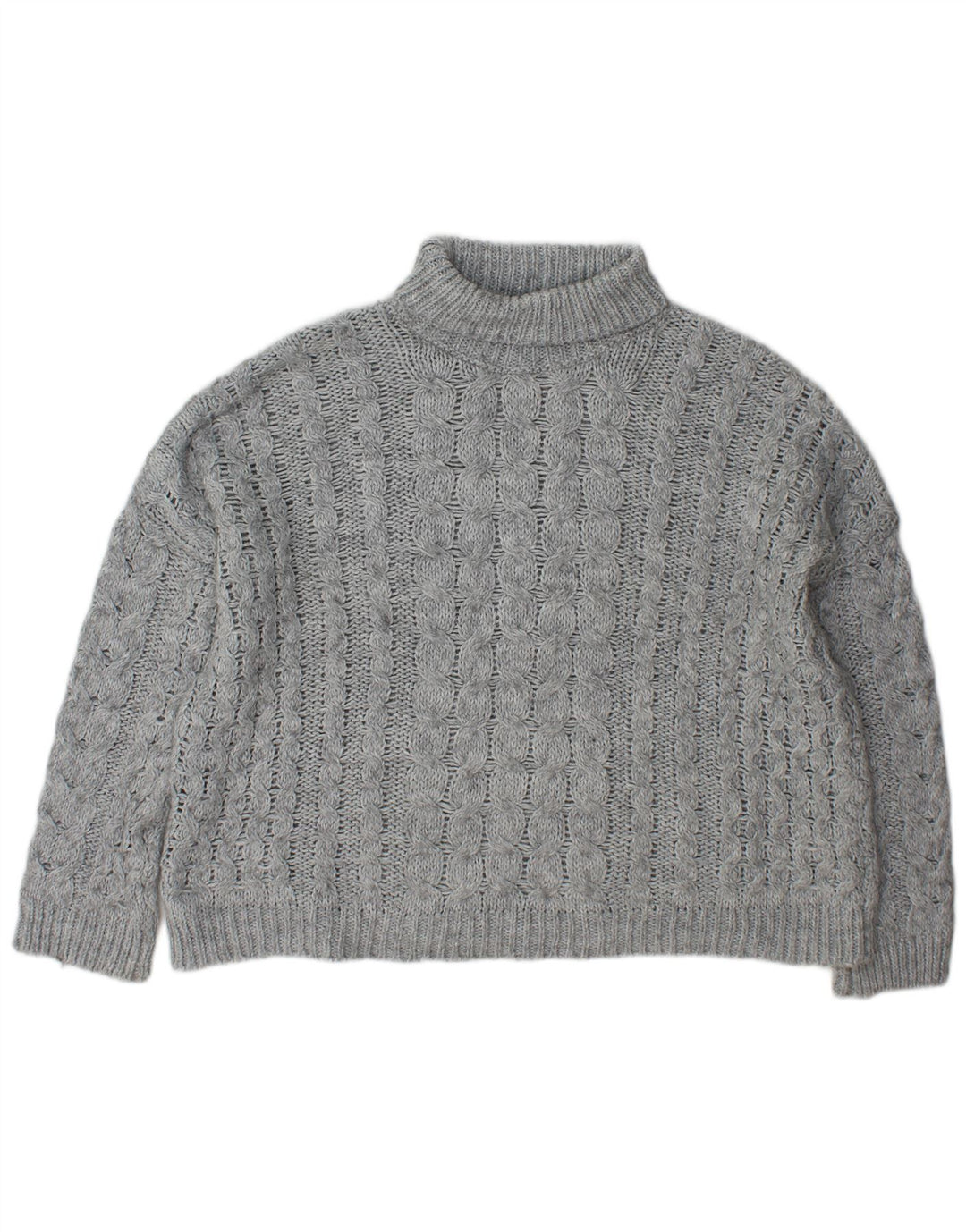 Zara Dame Oversized Roll Neck Jumper Sweater UK 14 Medium Grå Akryl