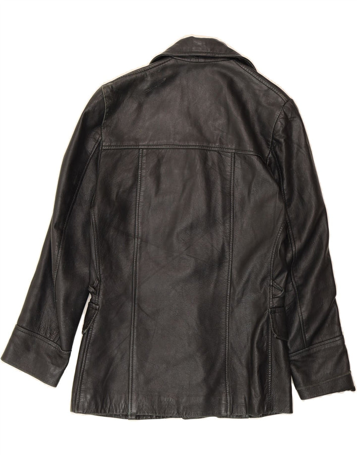 PLEASE Womens Leather Jacket UK 10 Small Black Leather Vintage Please and Second-Hand Please from Messina Hembry 