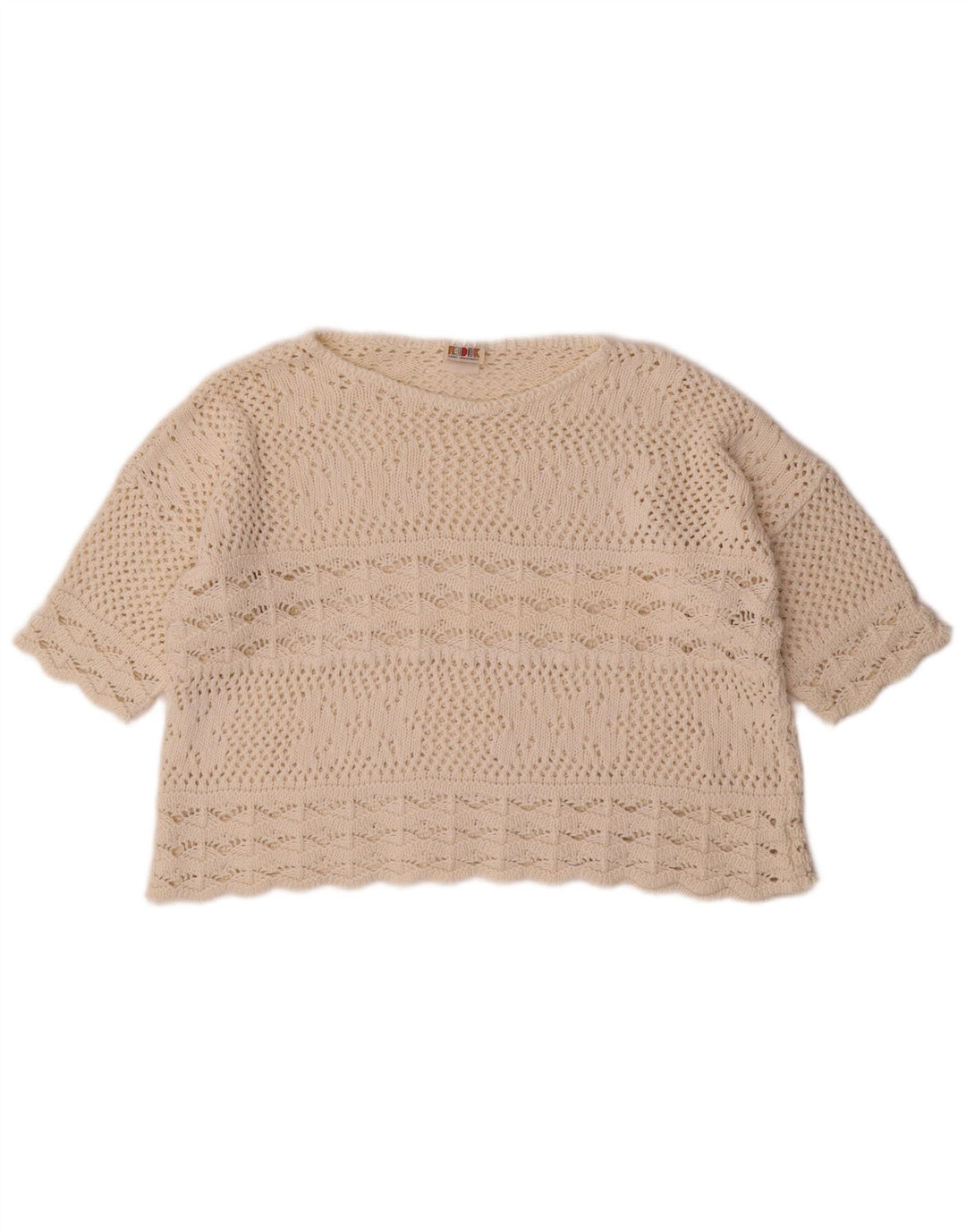 Redok Womens Crop Boat Neck Jumper Sweater UK 14 Medium Off White