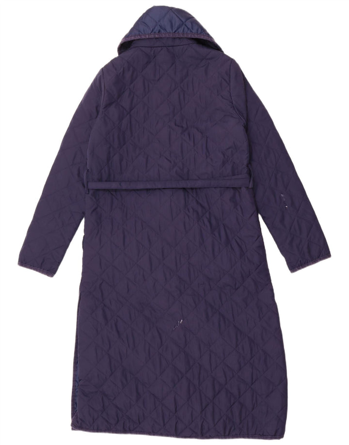 Monsoon Dame Quiltet Overfrakke UK 10 Lille Blå Polyester