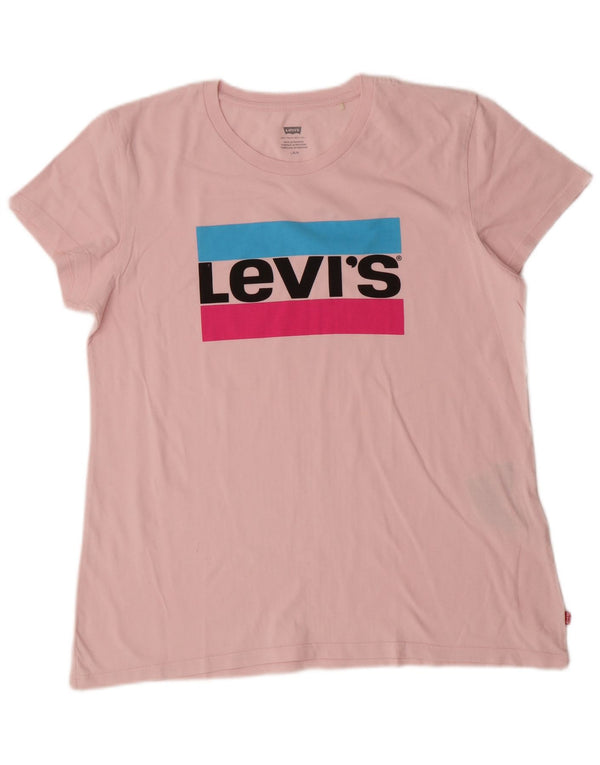 Levi's Dame Grafisk T-Shirt Top UK 16 Large Pink