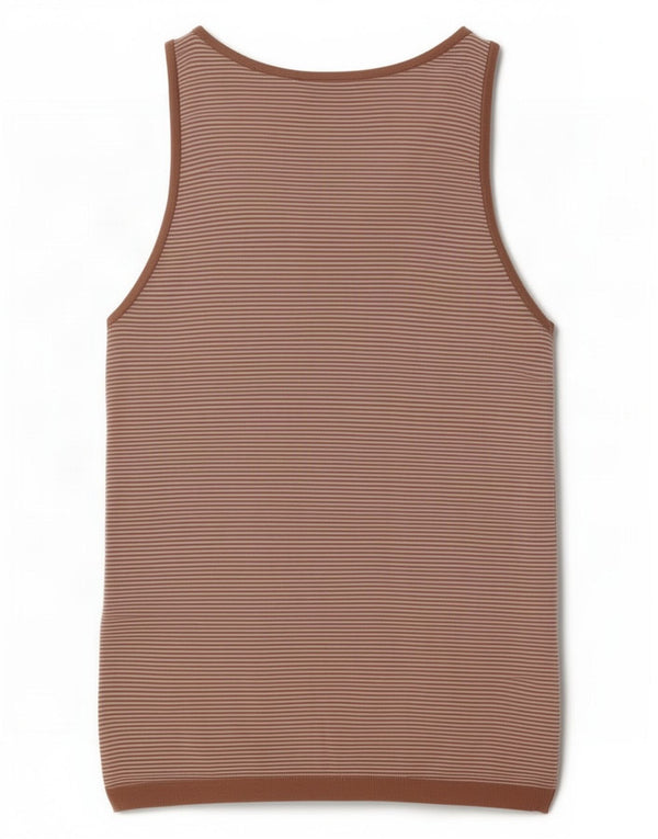 Zara Damevest Top UK 8 Small Brown Pinstripe Viscose