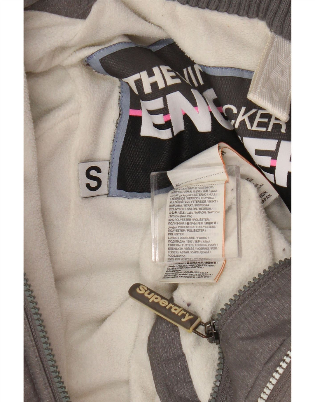 Superdry Windattacker Graphic Windbreaker Jacket UK 10 Small Grey