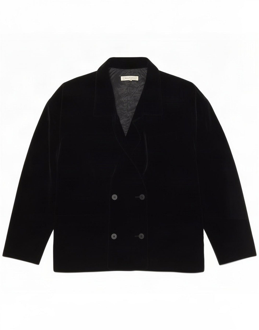 Deni-Cler Dame Velvet Double Breasted Blazer Jacket IT 42 Medium Black