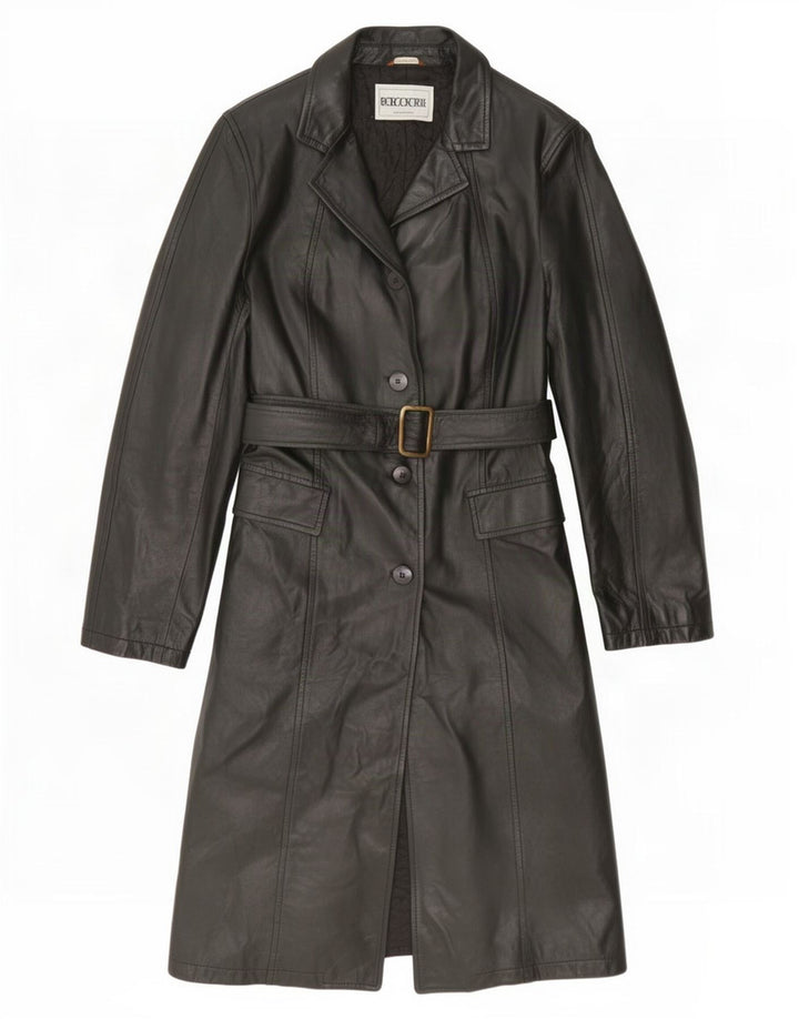 Vintage læderfrakke til kvinder UK 10 Small Black
