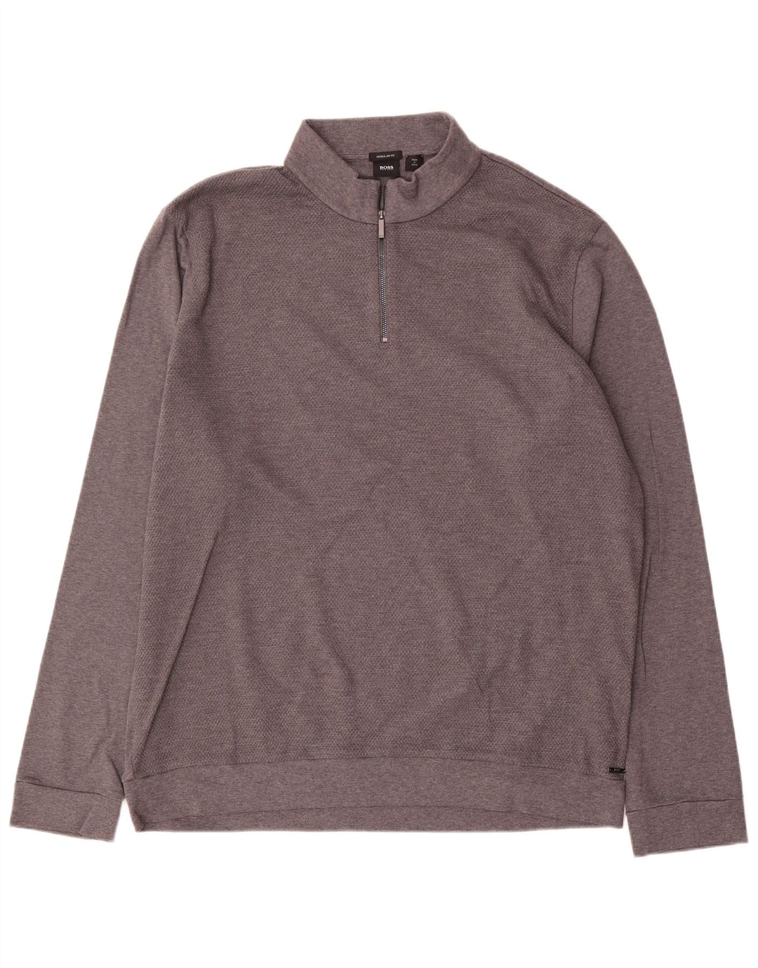 Hugo Boss Herre Zip Neck Regular Fit Sweatshirt Jumper 2XL Grå Bomuld