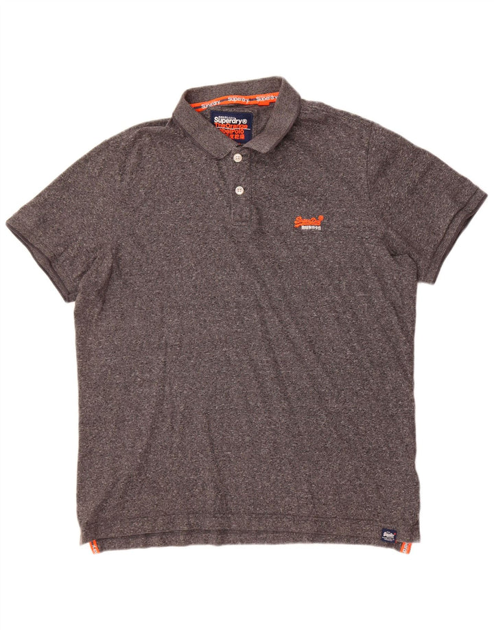Superdry Polo Shirt til mænd 3XL Grå Flecked Bomuld