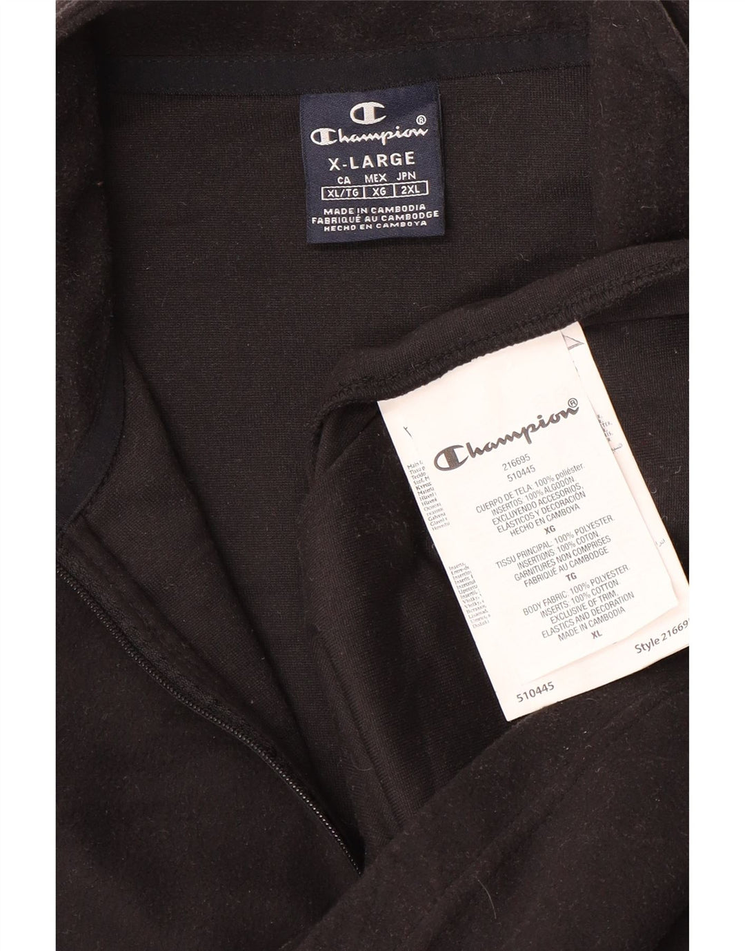 CHAMPION Fleece Jumper med lynlås til mænd XL sort polyester