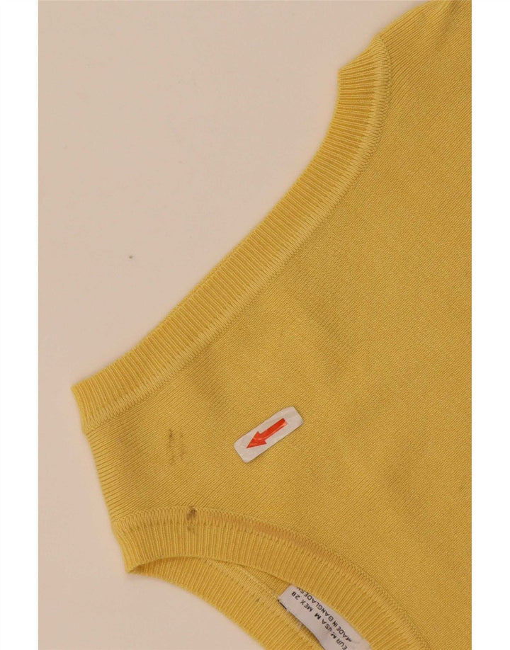 Zara Womens Crop Vest Top UK 12 Medium Yellow Viscose