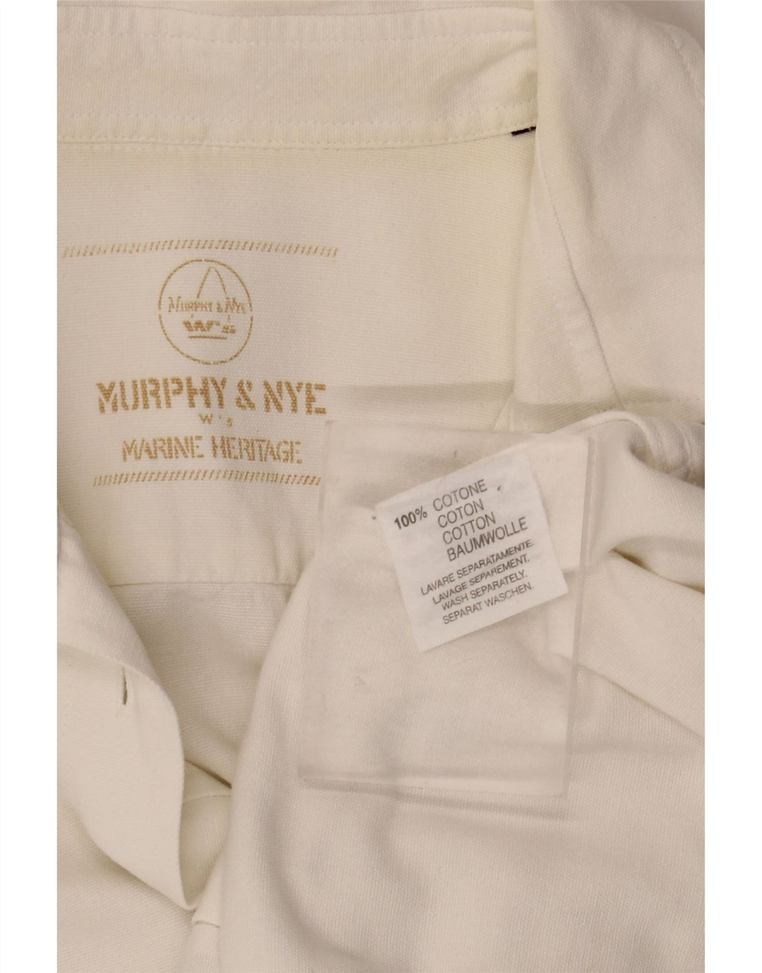 MURPHY & NYE Dame Marine Heritage kortærmet skjorte UK 14 Medium White