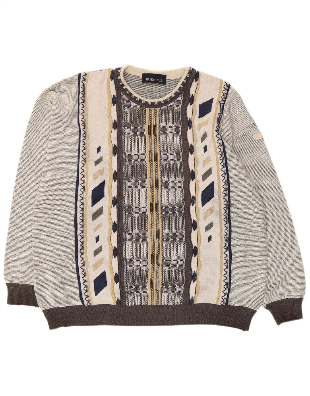 Bueckle Herre Boat Neck Jumper Sweater Stor Grå Geometrisk