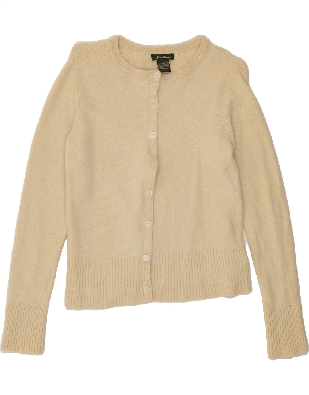 EDDIE BAUER Womens Cardigan Sweater UK 12 Medium Off White Lambswool Vintage Eddie Bauer and Second-Hand Eddie Bauer from Messina Hembry 