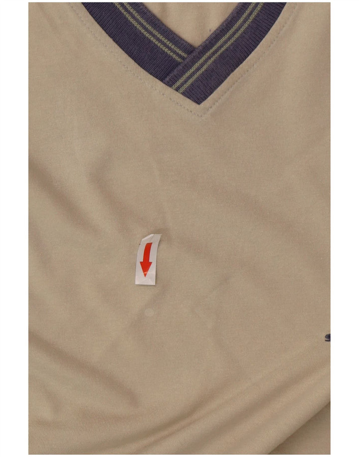 Sergio Tacchini Herre T-Shirt Top Stor Beige Colourblock Bomuld