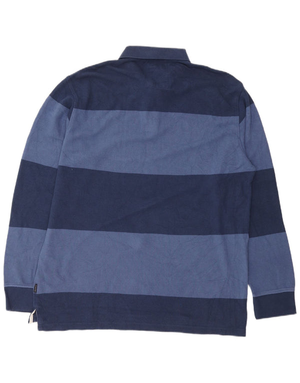 Izod Langærmet Rugby Polo Shirt XL Marineblå stribet bomuld