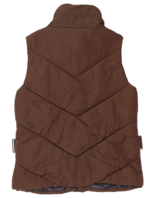 ZARA Polstret Gilet til kvinder UK 14 Stor brun polyester