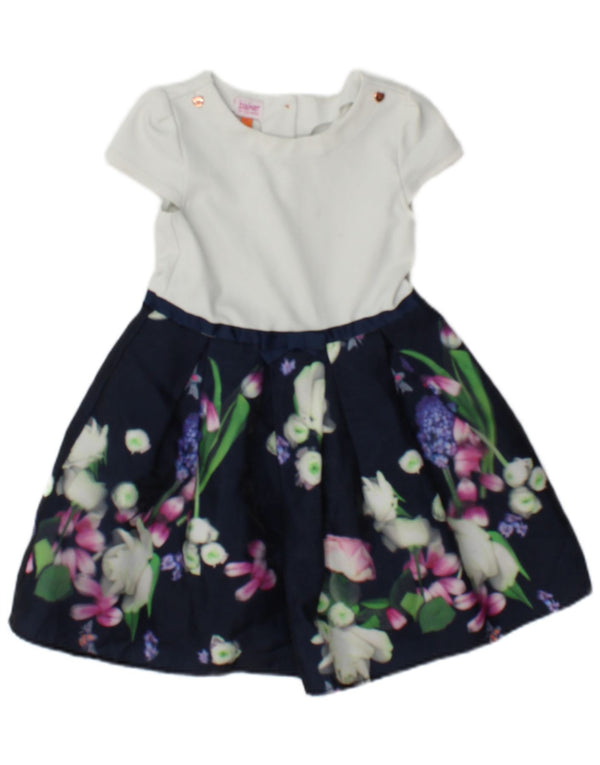 Ted Baker Girls A-Line Kjole 5-6 år Navy Blue Floral Polyester