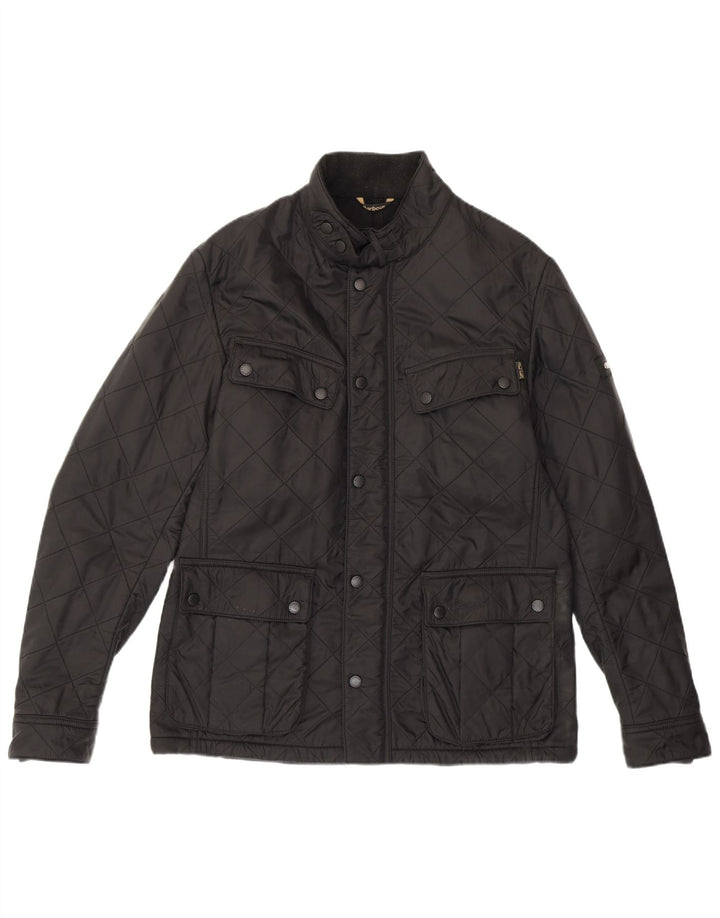 BARBOUR Mens Quilted Jacket UK 38 Medium Black Polyester