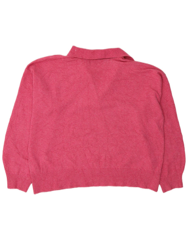 Marks & Spencer Dame Polo Neck Jumper Sweater UK 16 Large Pink Polyester
