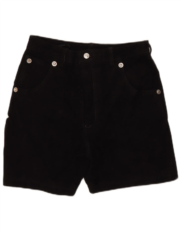 Vintage kvinders ruskind Casual Shorts W30 Medium sort læder