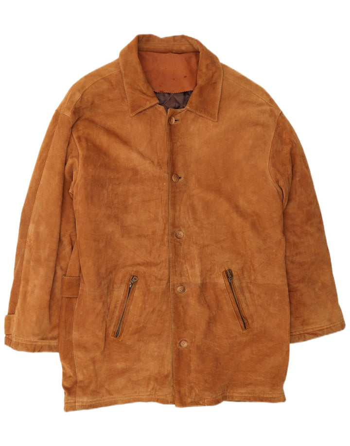 VINTAGE Herre ruskindsjakke IT 52 XL Beige Læder