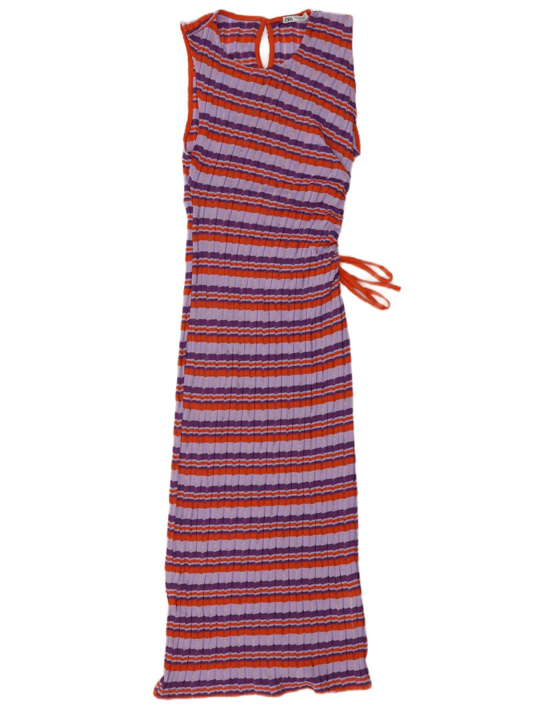 ZARA ærmeløs trøjekjole til kvinder UK 12 Mellemlilla stribet polyester