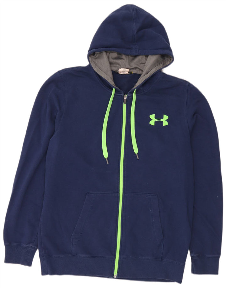 Under Armour Herre hættetrøje med lynlås Stor blå bomuld