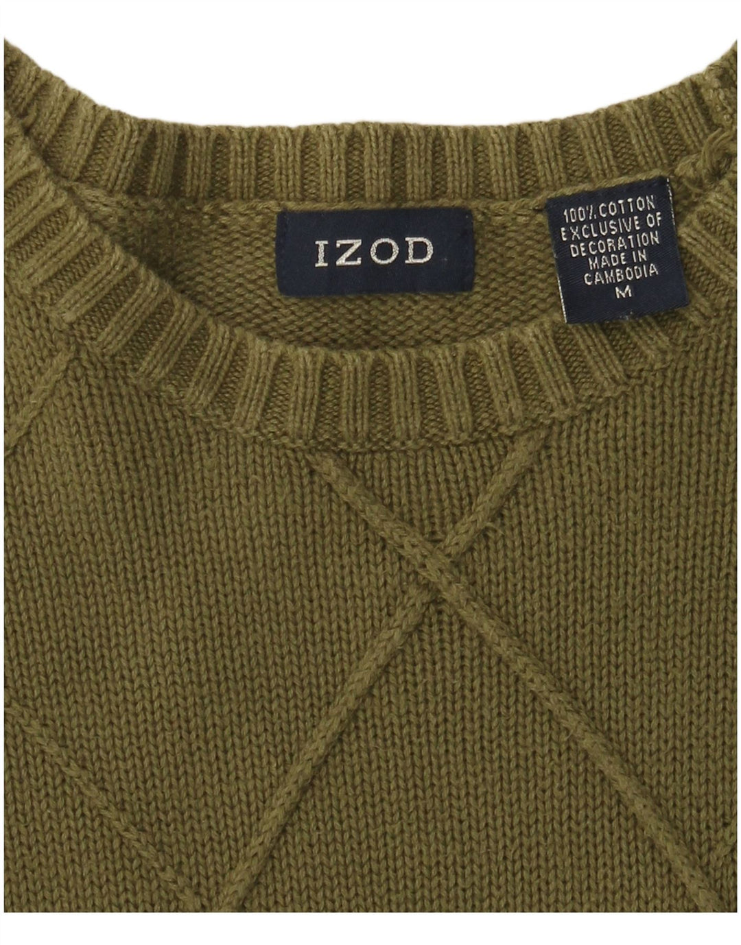 IZOD Herre Boat Neck Jumper Sweater Medium Khaki Bomuld