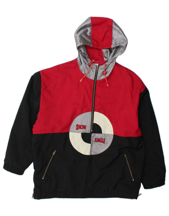 ETIREL Mens Graphic Hooded Anorak Jacket UK 38 Medium Red Colourblock Vintage Etirel and Second-Hand Etirel from Messina Hembry 