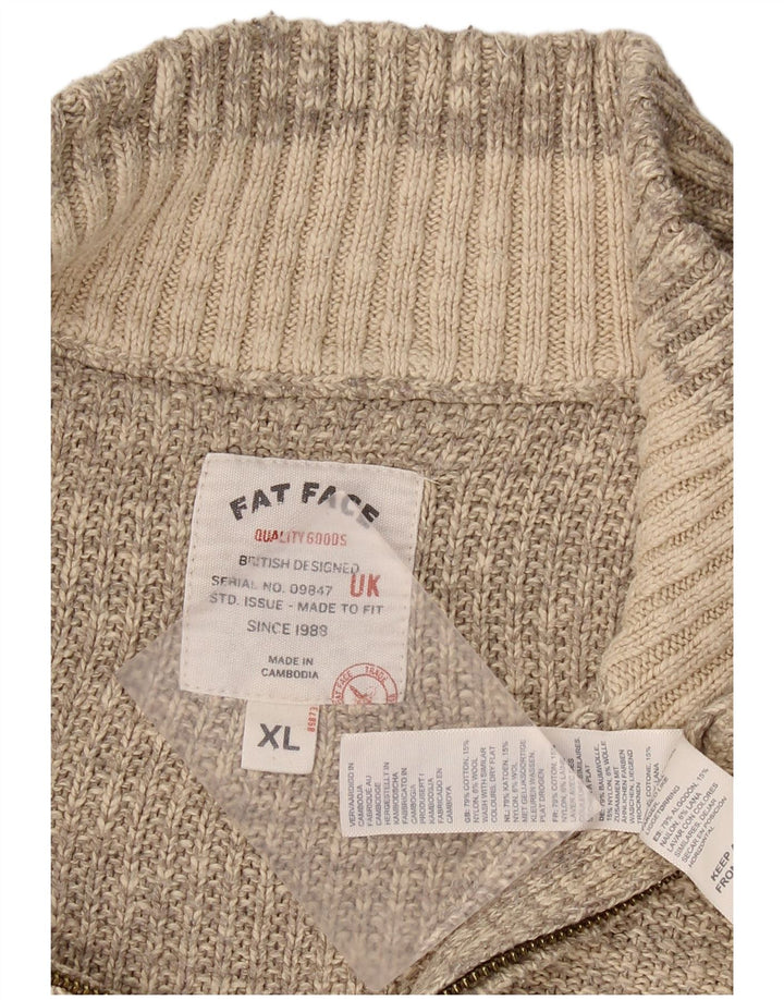 FAT FACE Herre Zip Neck Jumper Sweater XL Grå Bomuld