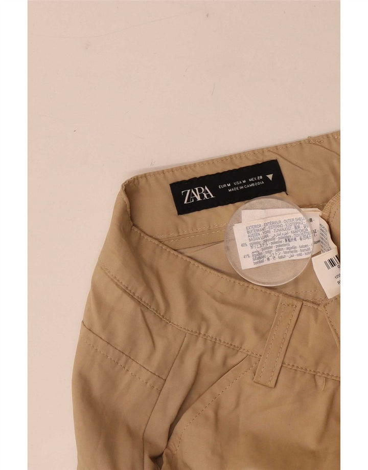 Zara Cargo Shorts til kvinder Medium W28 Beige Polyester