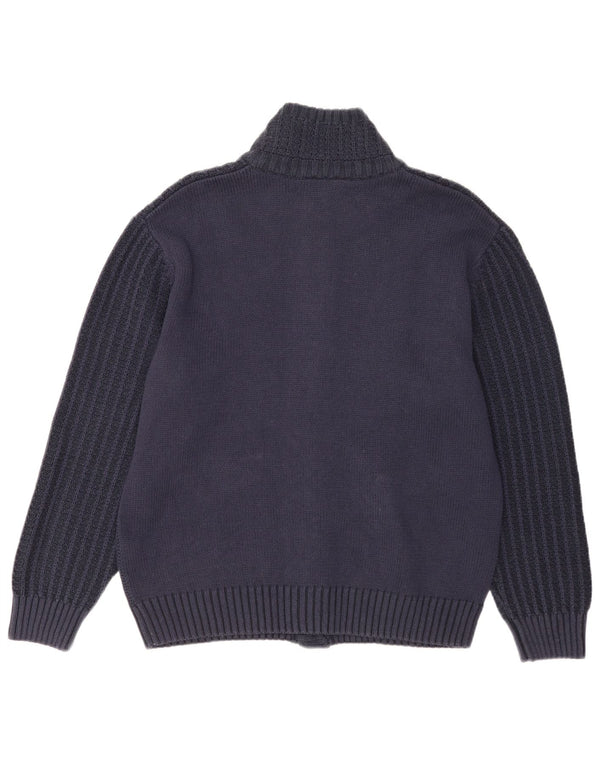 Vintage Herre Cardigan Sweater UK 40 Medium Navy Blue Bomuld