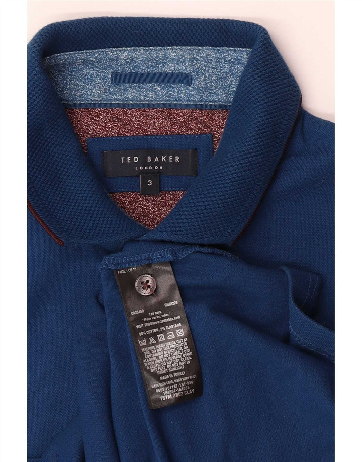 Ted Baker herre poloshirt str. 3 Medium Blue Cotton