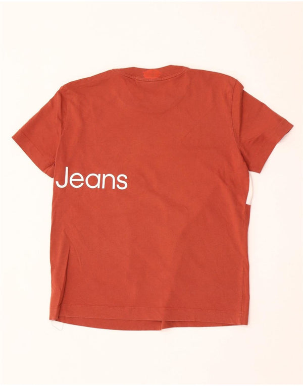 Calvin Klein Jeans Dame Grafisk T-Shirt Top UK 14 Medium Brun