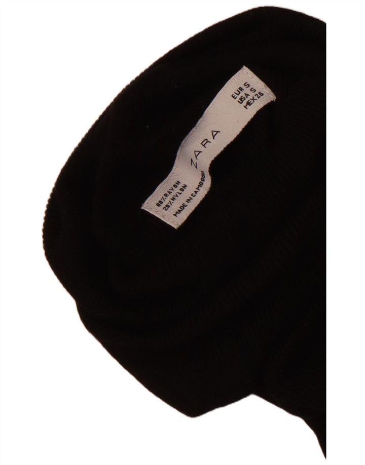 Zara Dame Langærmet Jumper Dress UK 8 Small Black Rayon