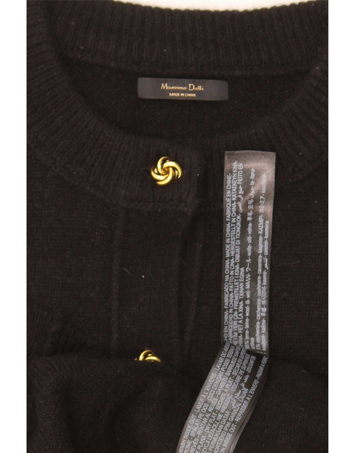 Massimo Dutti Dame Cardigan Sweater UK 12 Medium Sort Uld