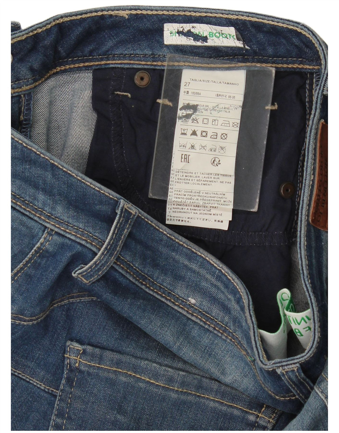 Benetton Dame Bootcut Jeans W27 L28 Blå Bomuld