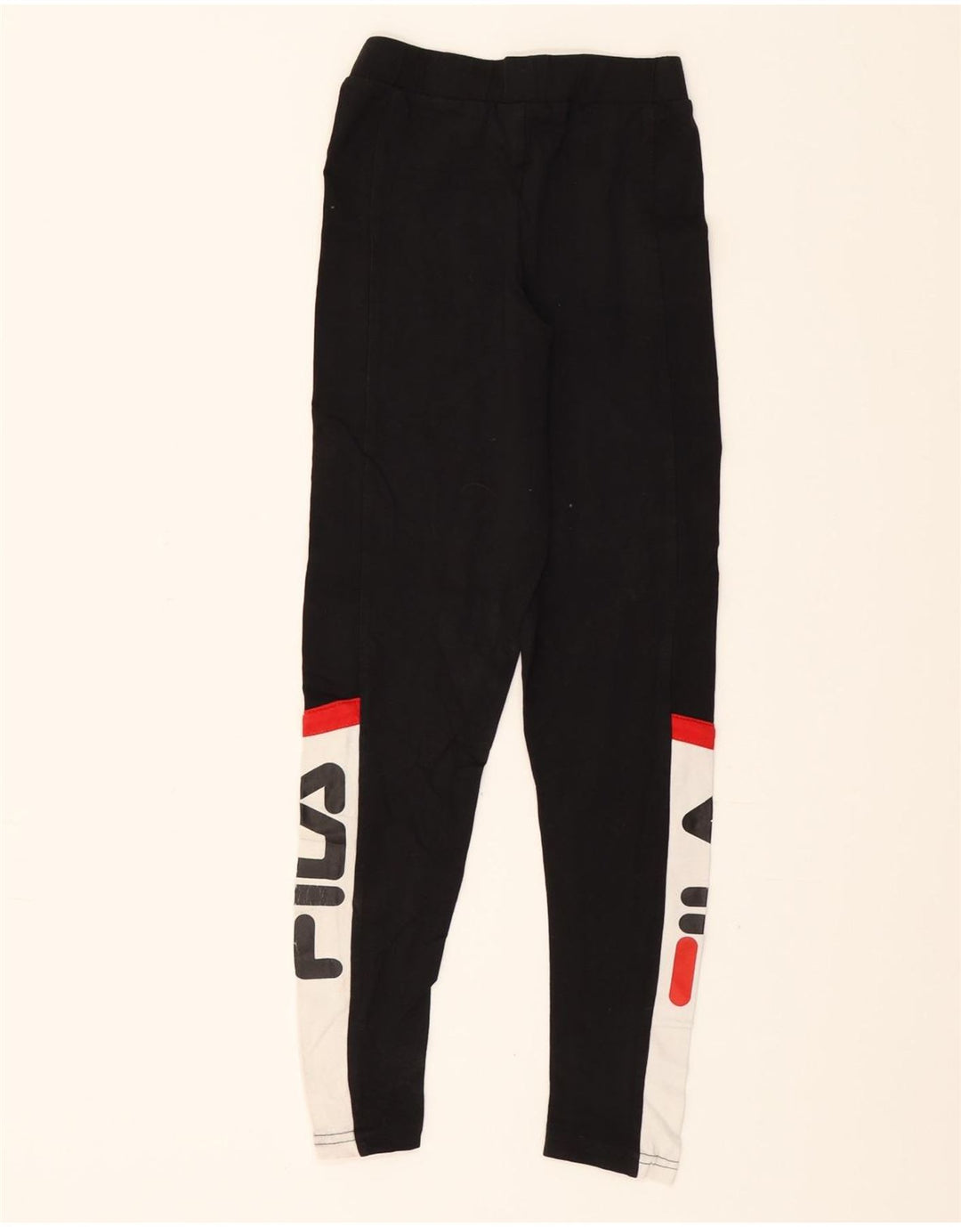 FILA Womens Graphic Leggings UK 2 2XS Black Cotton Vintage Fila and Second-Hand Fila from Messina Hembry 