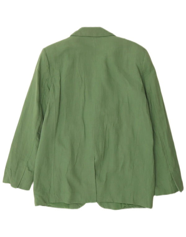 Zara Dame 2 Button Oversized Blazer Jacket UK 10 Small Green Linen