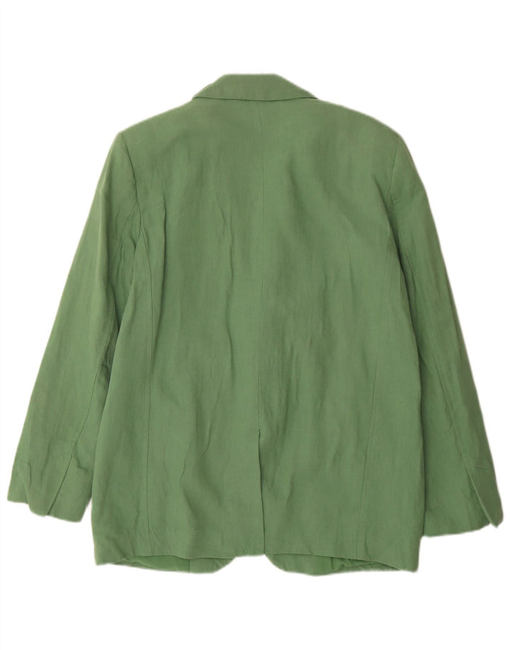 Zara Dame 2 Button Oversized Blazer Jacket UK 10 Small Green Linen