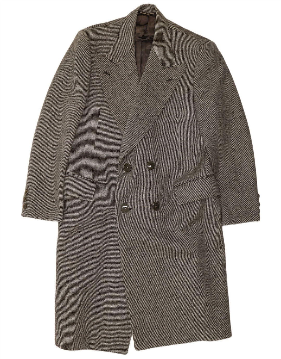 Sidi Herre Double Breasted Coat UK 38 Medium Grey Pinstripe