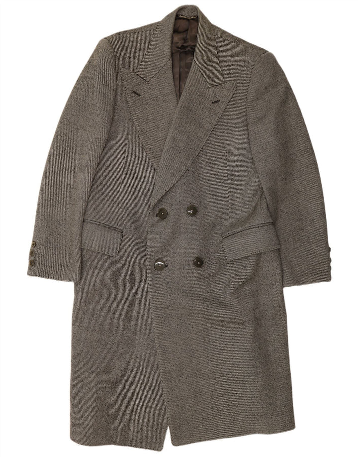 Sidi Herre Double Breasted Coat UK 38 Medium Grey Pinstripe