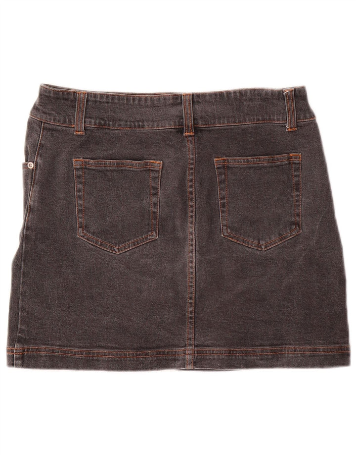 Bay Dame Mini Denim Nederdel UK 10 Small W28 Grå Bomuld
