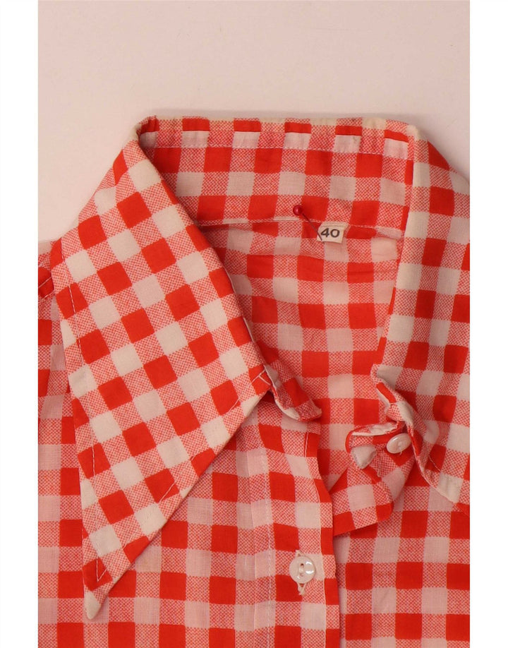 Vintage kortærmet skjorte til kvinder EU 40 Medium Rød Gingham