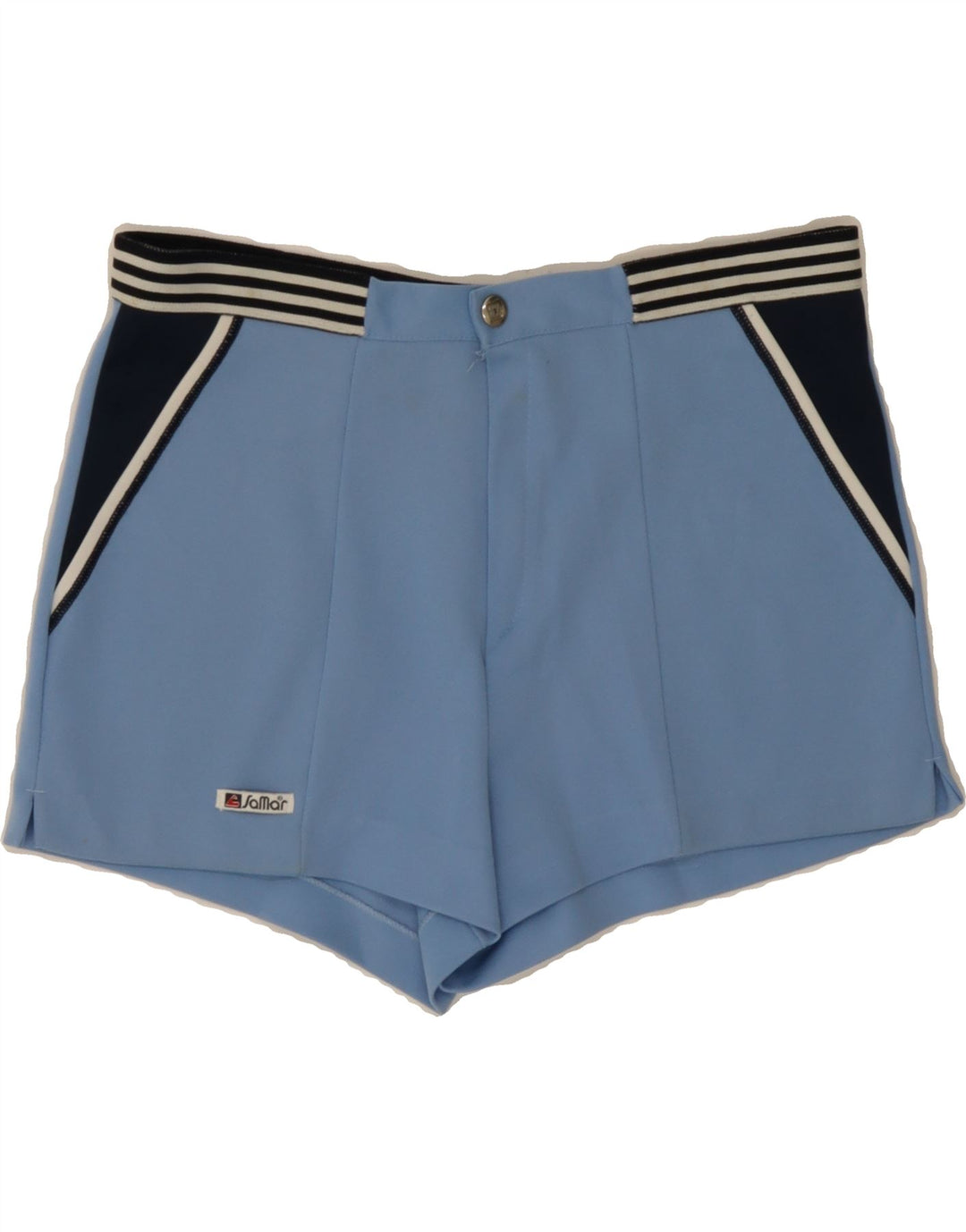 SAMAR Womens Chino Shorts Large W32 Blue Colourblock Polyester Vintage Samar and Second-Hand Samar from Messina Hembry 