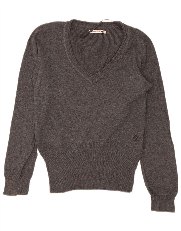 Levi's Dame V-hals sweater UK 14 mellemgrå bomuld