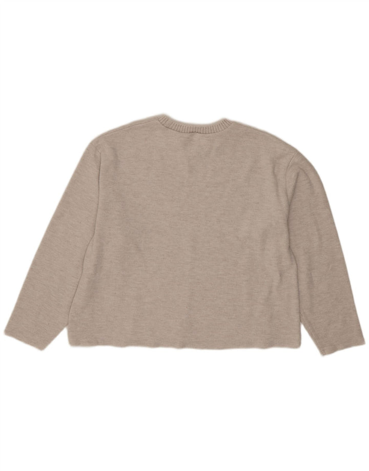 Zara Womens Crop Bluse Top UK 16 Large Beige Polyester
